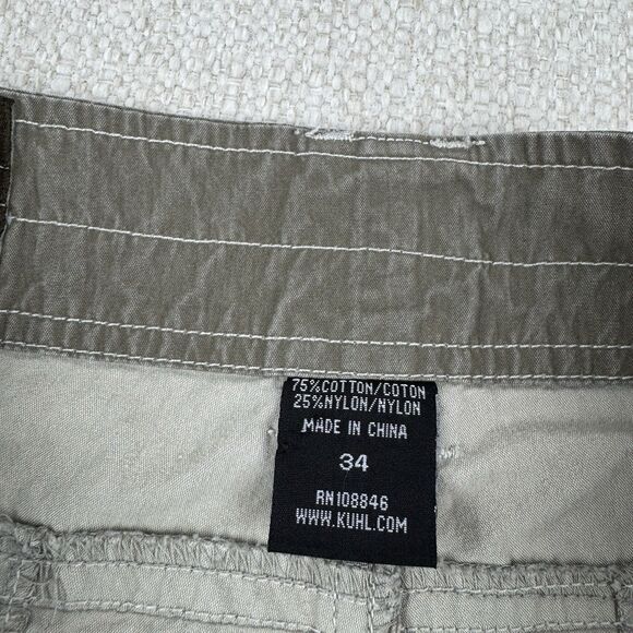 Kuhl Men's Crag Series Cargo Pocket Green Outdoor Hiking Utility Work Shorts 34 - Picture 10 of 15